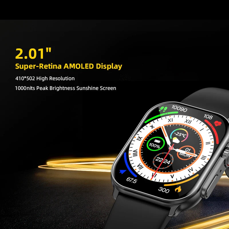 IMK-One® – LuxFit SF1 | AMOLED Smartwatch 2.01", Bluetooth Call, 100+ Sport Modes, Waterproof IP68