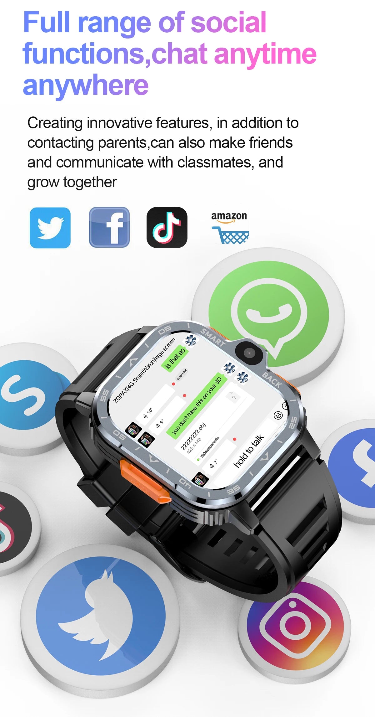Veyroniq® – Nexor PGD | Android Smartwatch with Dual Cameras, 16G RAM + 64G ROM, 4G SIM, NFC, GPS & Fast Wi-Fi Internet Access