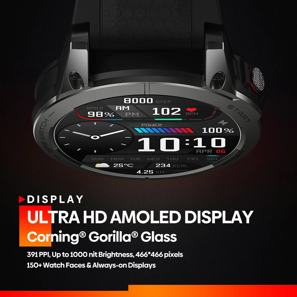 Gravitor® – PulseGrid S3 | GPS Sport Smartwatch with 1.43" AMOLED, Bluetooth Call, Heart Rate & SpO2 Tracking