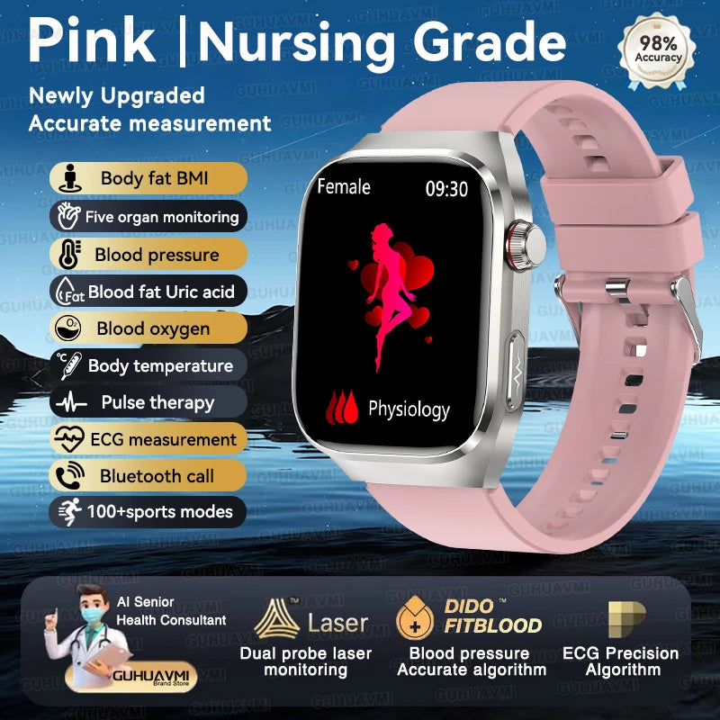 Vitelor® – Smart Health Tracker Watch | ECG+PPG, Uric Acid & Body Fat, Laser Therapy, Bluetooth Call