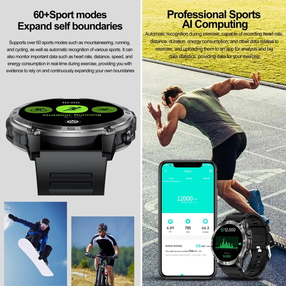 Deltora® – Fortrek ACE | Military Sport Smartwatch with Dual-Band GNSS, Compass, 5ATM Waterproof – For Men on the Move
