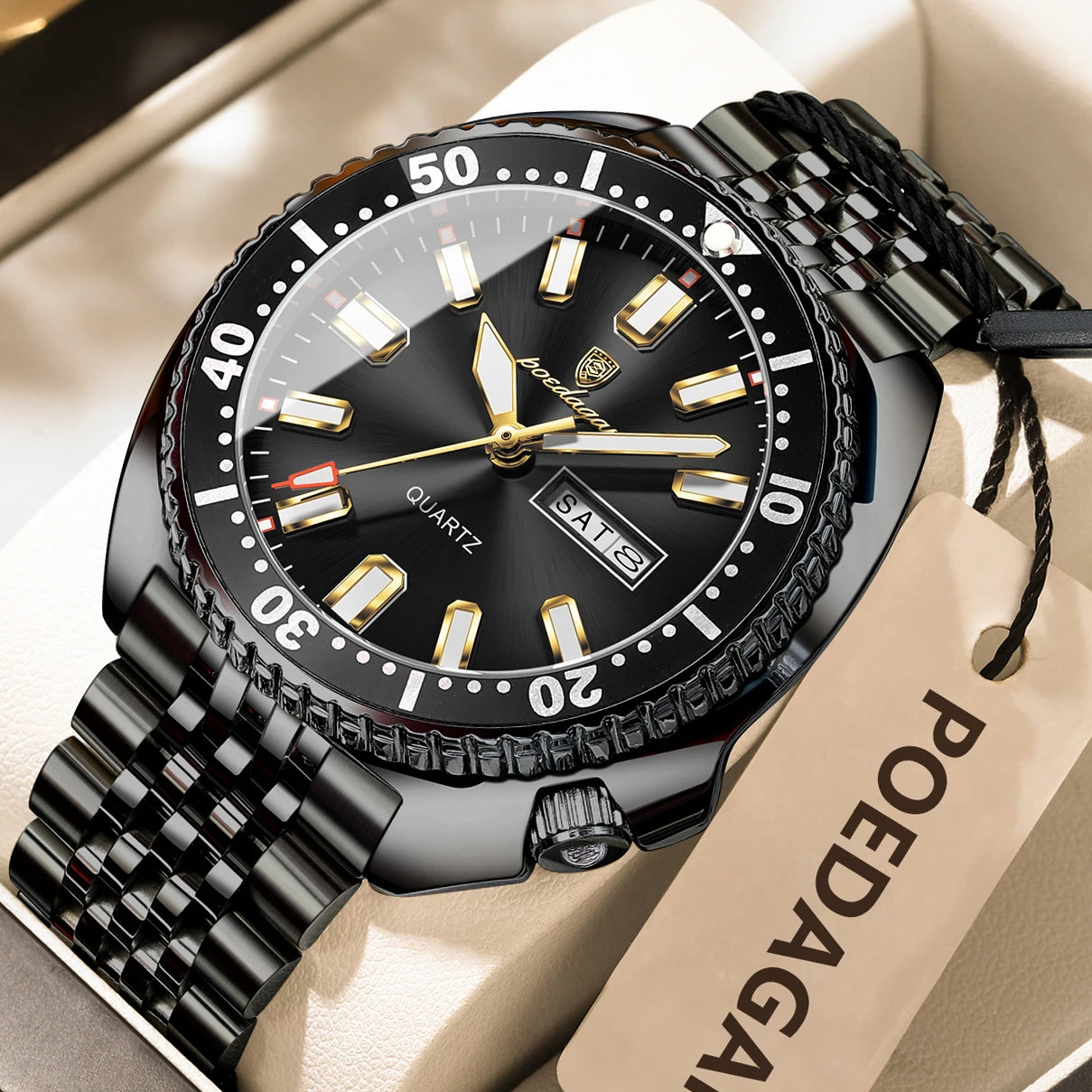 Stelvorn® – Business Sport Quartz Watch for Men | Date & Week Display, Luminous, Waterproof, Stainless Steel