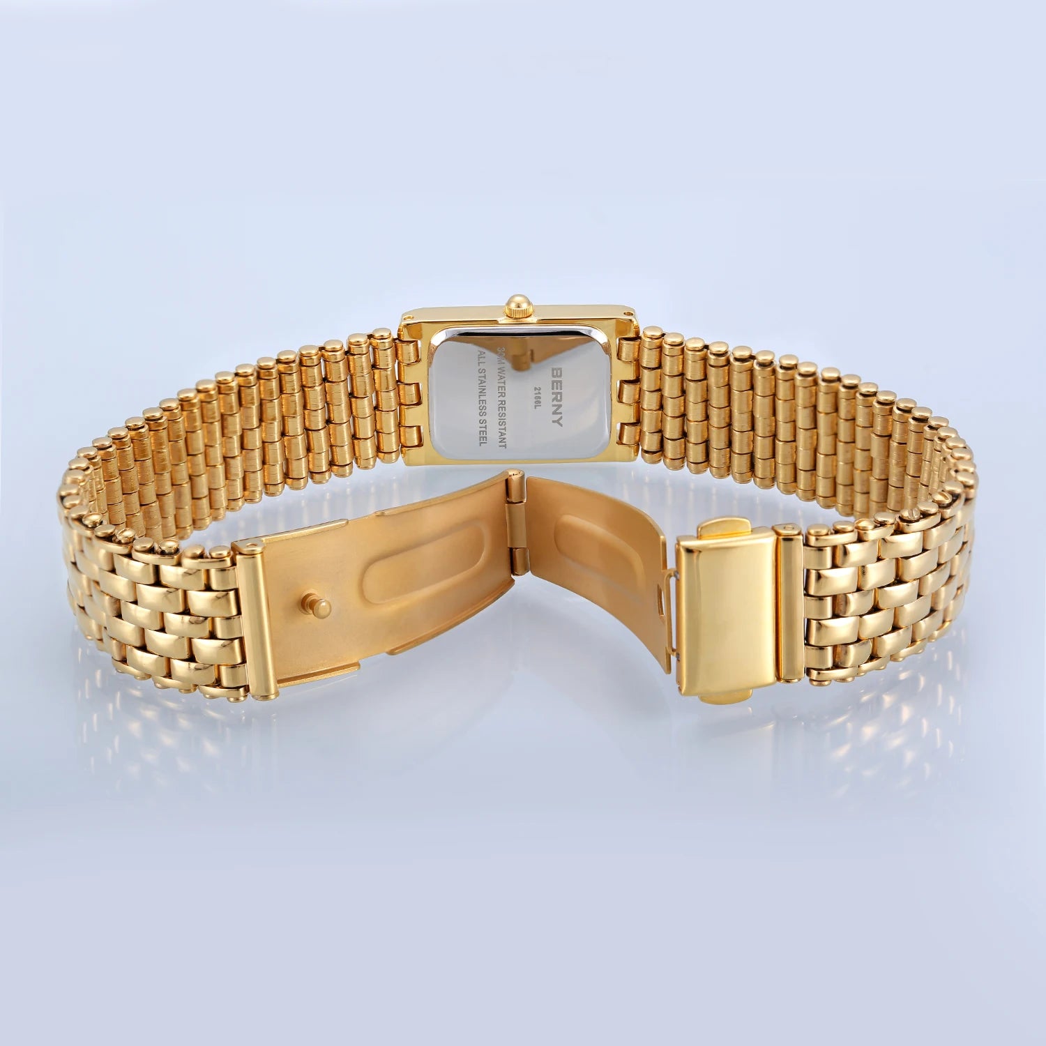 Aurique® – Luxury Gold Square Watch for Women | Stainless Steel, Minimal Quartz Design, Elegant & Fashionable