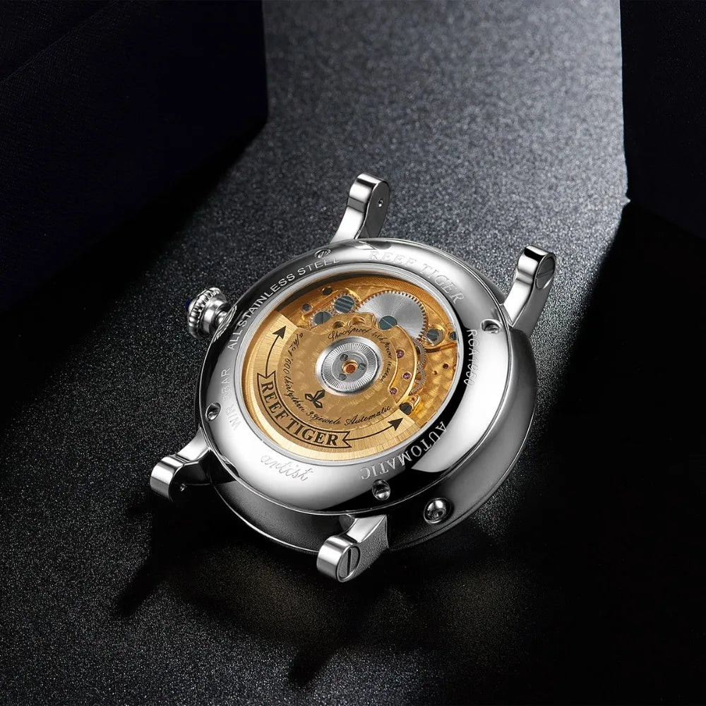 Aurelian® – ChronoTiger | Men’s Skeleton Tourbillon Automatic Watch with Power Reserve, Calendar & Sapphire Crystal
