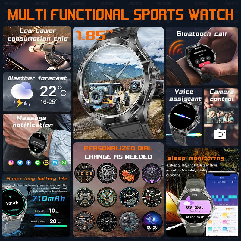 Venturox® – Outdoor GPS Smartwatch for Men | 750mAh Battery, Compass, Air Pressure, Bluetooth Call, Health & Sport Tracking