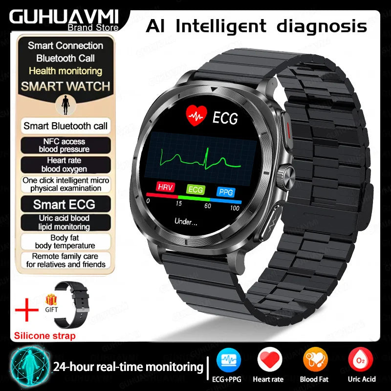 Vitaluxe® – BioCore 7 | Advanced Smartwatch for Blood Fat, Blood Pressure, Body Analysis & ECG+PPG Health Tracking
