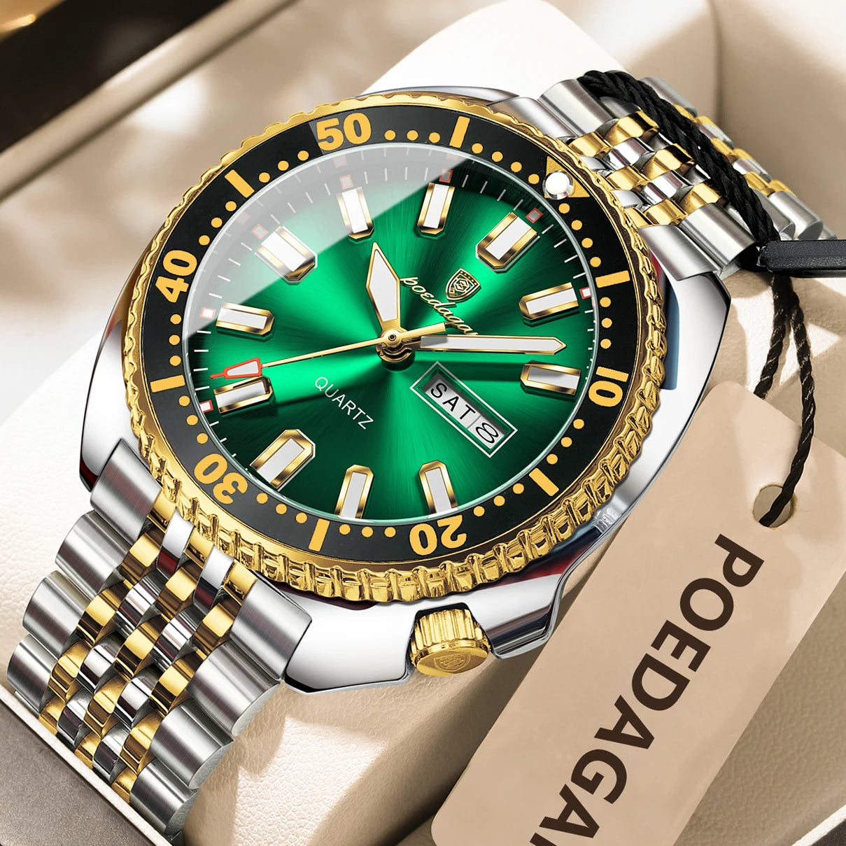 Stelvorn® – Business Sport Quartz Watch for Men | Date & Week Display, Luminous, Waterproof, Stainless Steel
