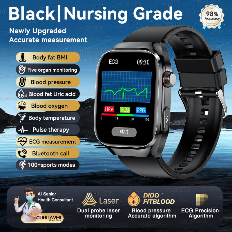 Vitelor® – Smart Health Tracker Watch | ECG+PPG, Uric Acid & Body Fat, Laser Therapy, Bluetooth Call