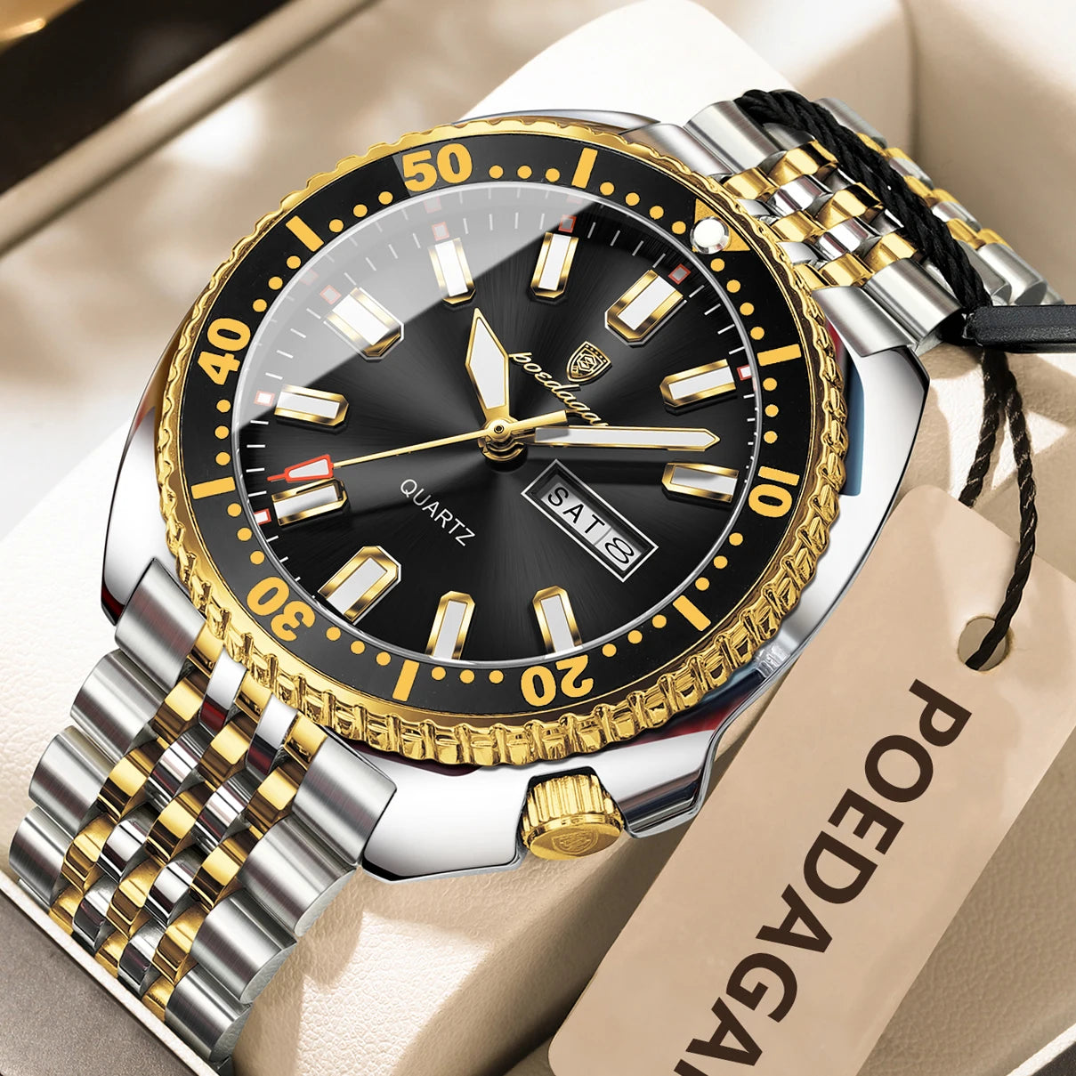 Stelvorn® – Business Sport Quartz Watch for Men | Date & Week Display, Luminous, Waterproof, Stainless Steel