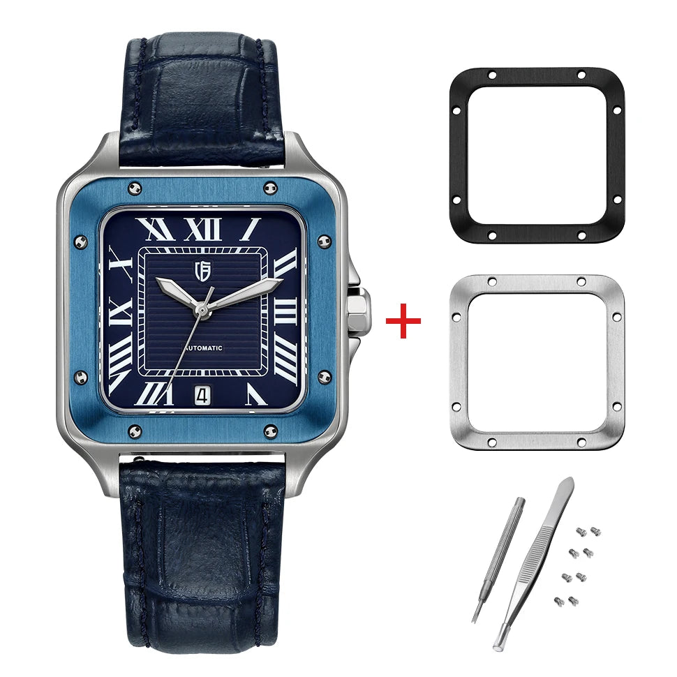 Montragin® – Tank Style Automatic Mechanical Watch for Men | Miyota 8215, Sapphire AR, Luminous, 10ATM Waterproof