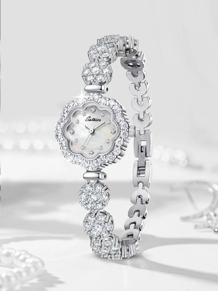 Florévia® – Petal-Shaped Luxury Quartz Watch for Women | Zircon Detailing, Elegant Design, Perfect for Cocktail & Gift Occasions