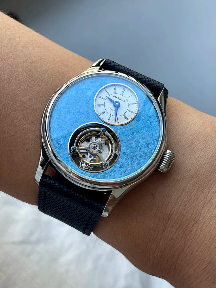 Glaciéon® – Men's Titanium Tourbillon Watch | Ice-Floral Dial, Sapphire Crystal, Mechanical Luxury Masterpiece