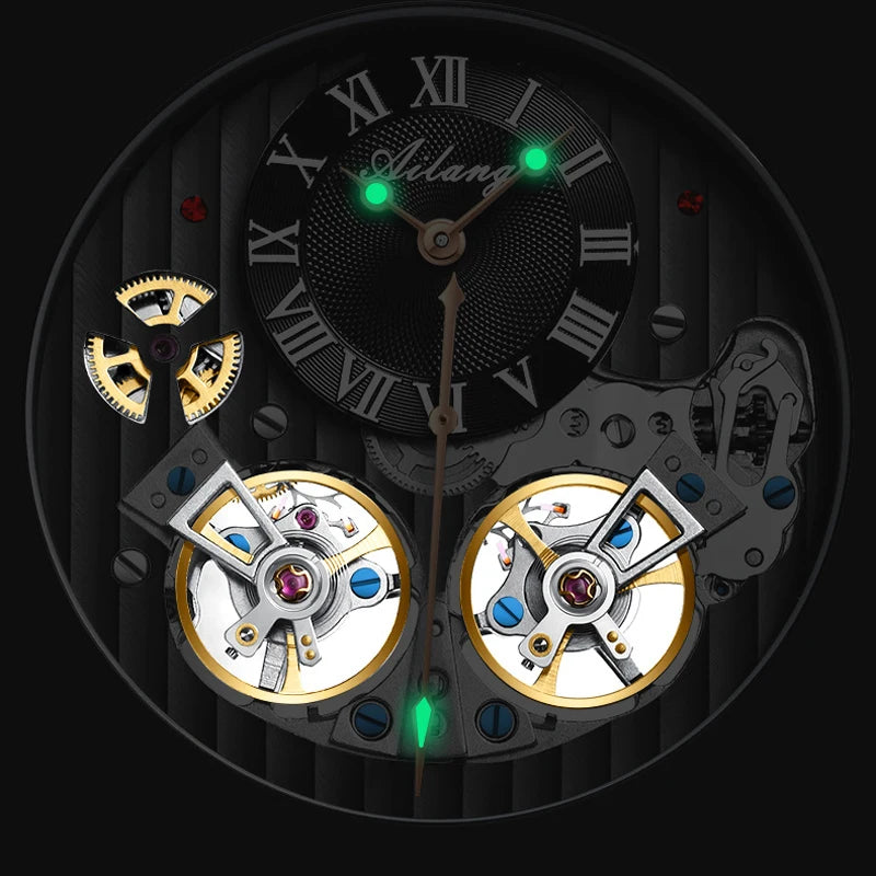 Dravonne® – Men's Double Tourbillon Mechanical Watch | Flying Automatic Movement, Leather Strap, Waterproof Luxury Timepiece