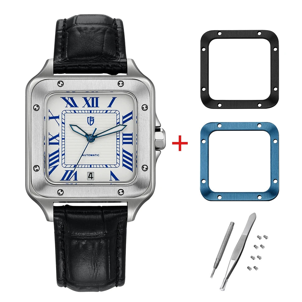 Montragin® – Tank Style Automatic Mechanical Watch for Men | Miyota 8215, Sapphire AR, Luminous, 10ATM Waterproof