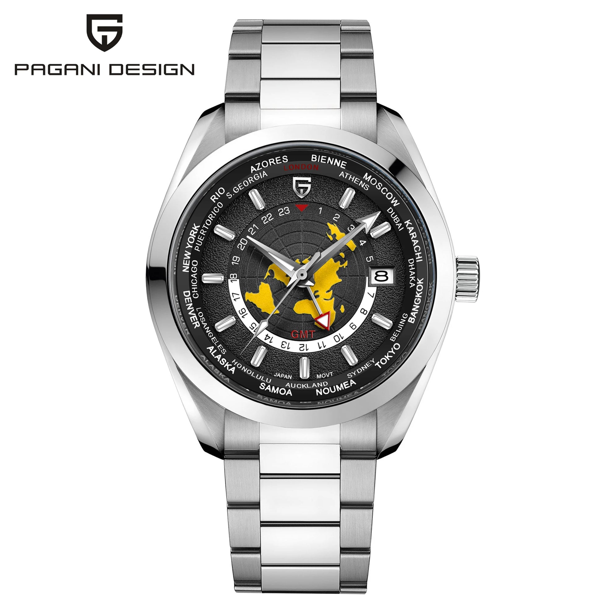Chronoterra® – World Time GMT Automatic Watch for Men | NH34A Movement, Sapphire Crystal, Mechanical, Waterproof