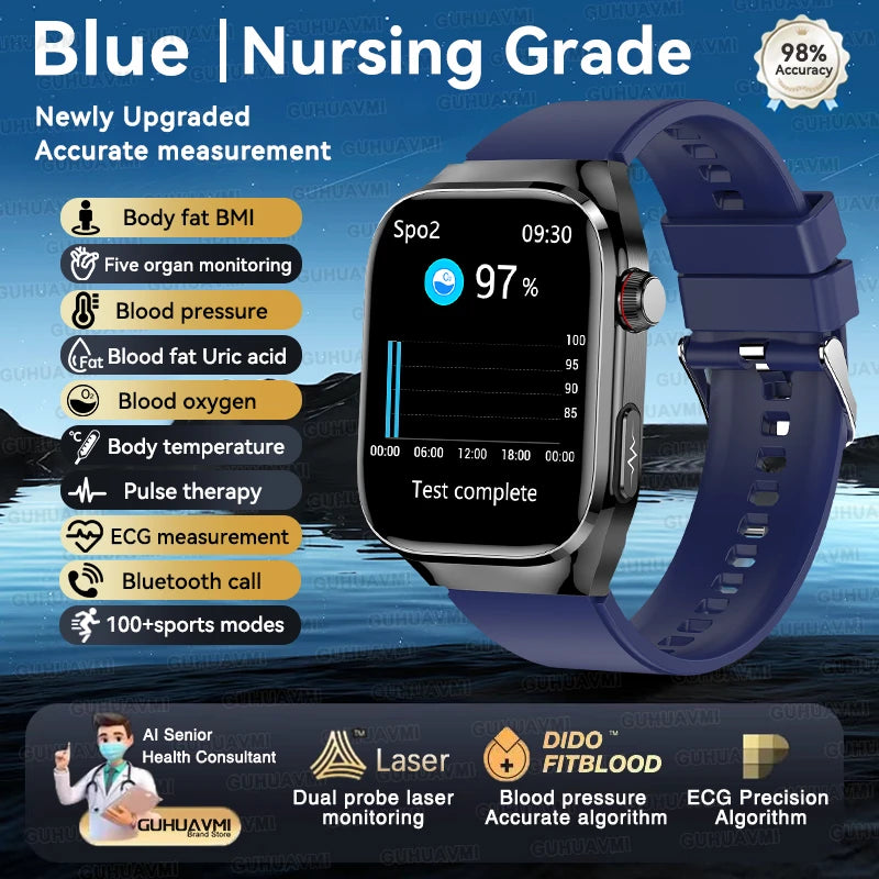 Vitelor® – Smart Health Tracker Watch | ECG+PPG, Uric Acid & Body Fat, Laser Therapy, Bluetooth Call