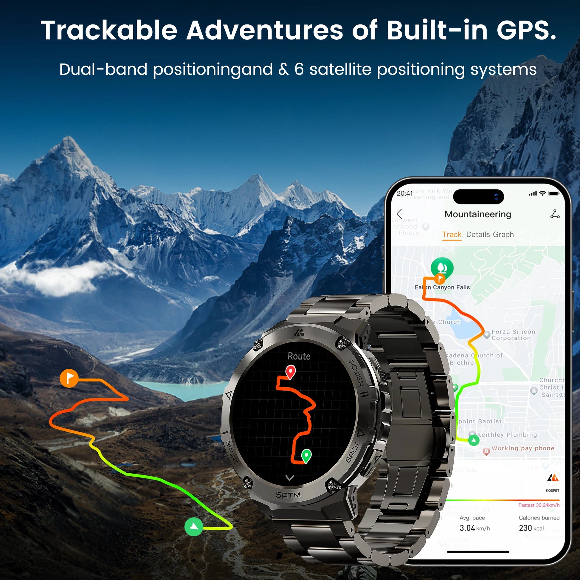 Durovia® – Altiron T3E | Men’s Outdoor GPS Smartwatch with Altimeter, Compass, Stainless Steel Case, AMOLED & IP69K Waterproofing