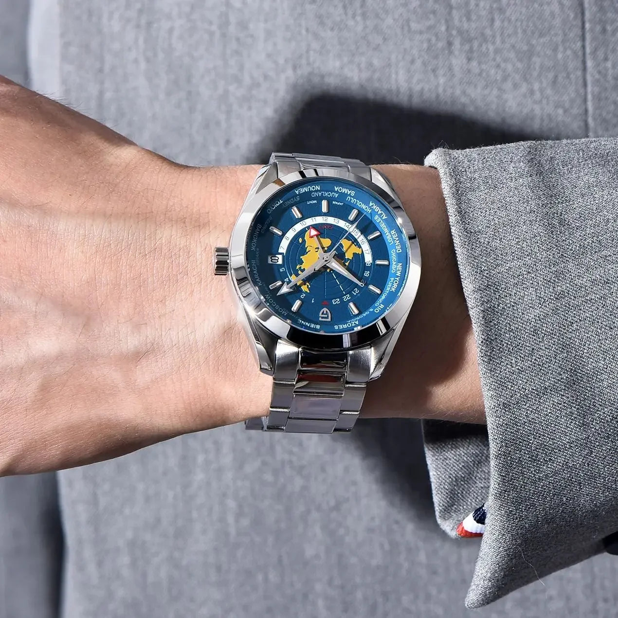 Chronoterra® – World Time GMT Automatic Watch for Men | NH34A Movement, Sapphire Crystal, Mechanical, Waterproof