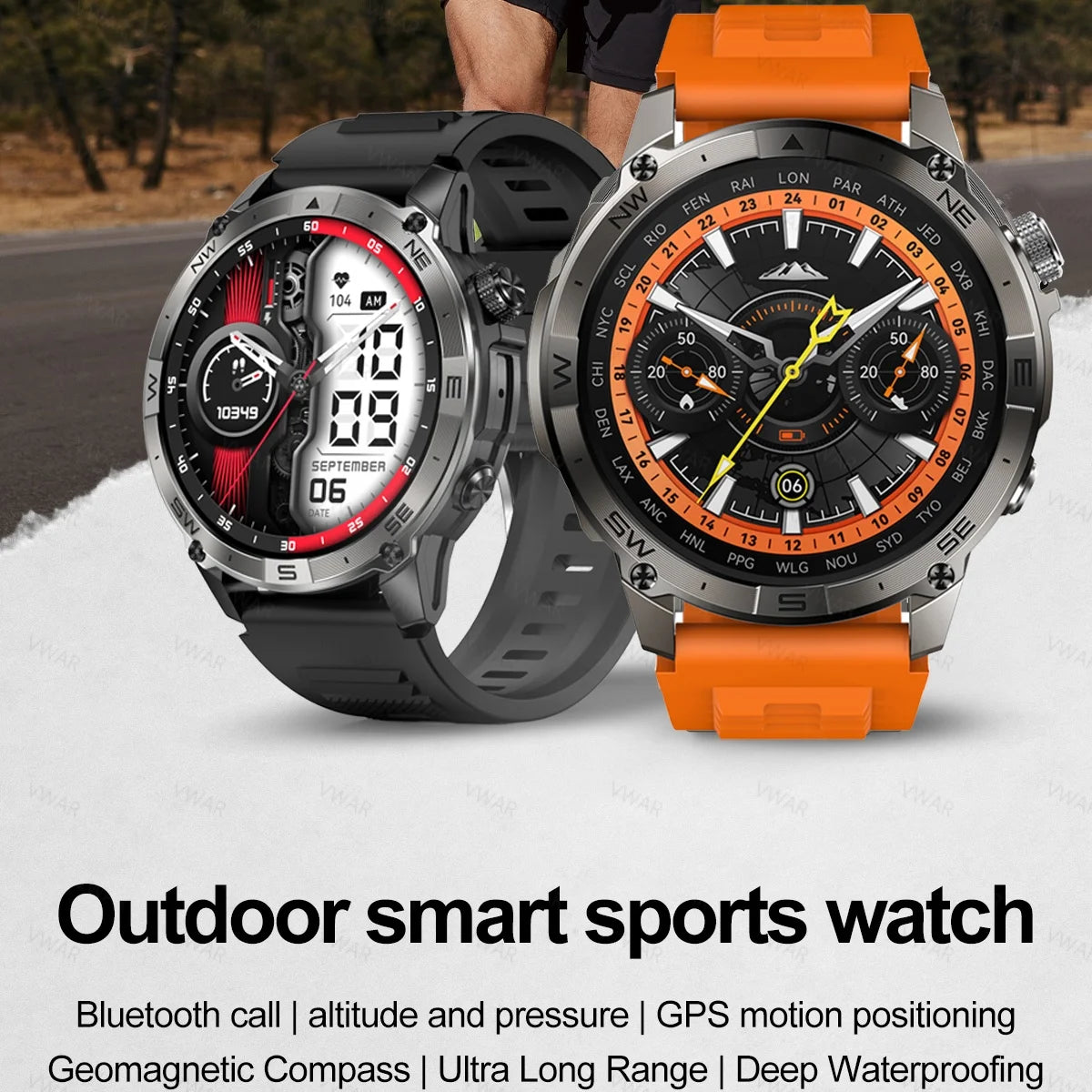 Deltora® – Fortrek ACE | Military Sport Smartwatch with Dual-Band GNSS, Compass, 5ATM Waterproof – For Men on the Move