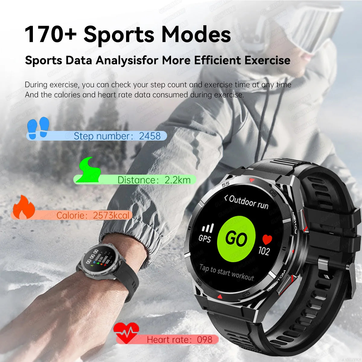 Trackformis® – Outdoor GPS Smartwatch with Compass | 1.45" Ultra HD, Bluetooth Calls, Health Monitoring, 480mAh Battery