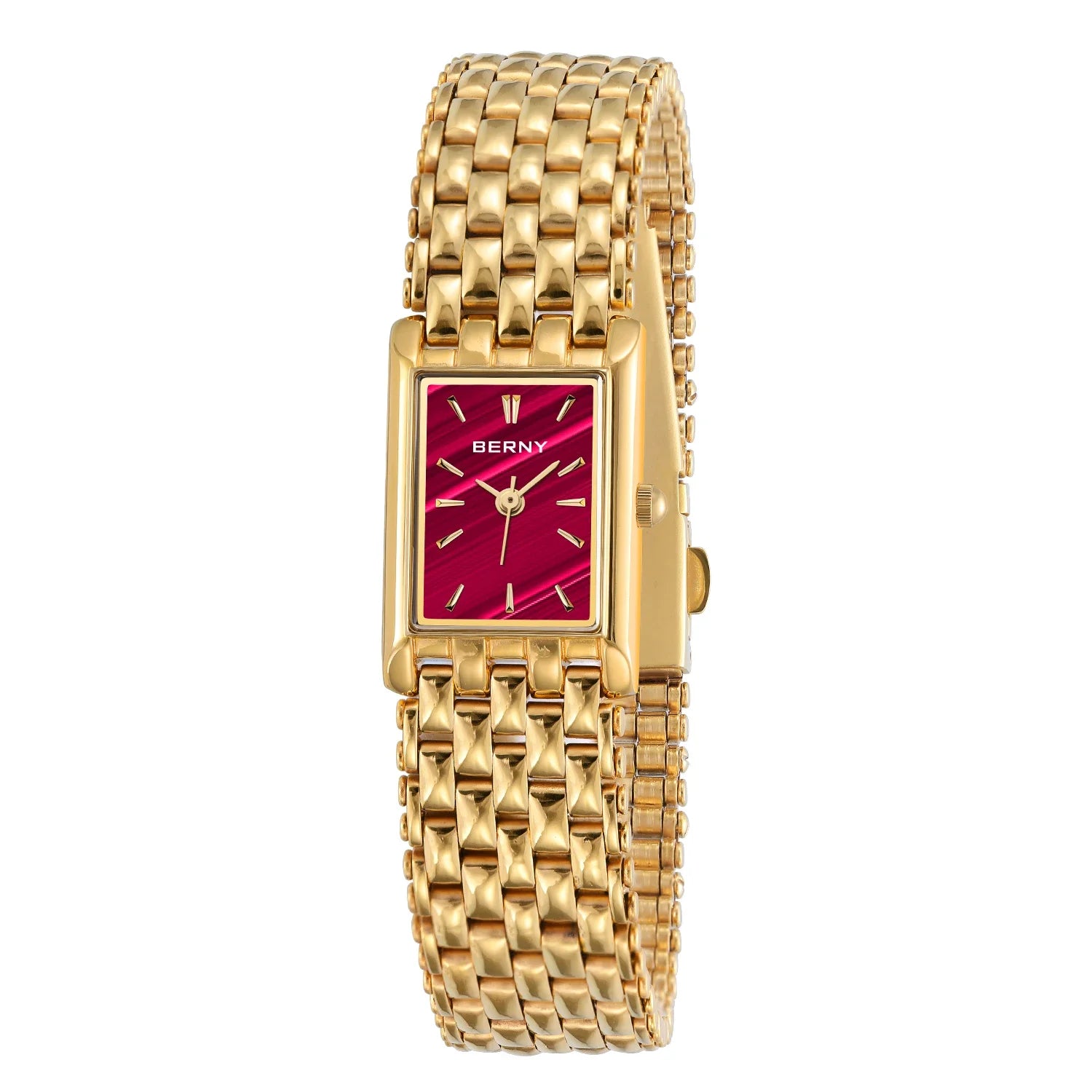 Aurique® – Luxury Gold Square Watch for Women | Stainless Steel, Minimal Quartz Design, Elegant & Fashionable