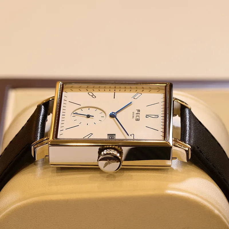 Frénoir® – Linqura FM301 | Minimalist Square Automatic Men’s Watch – Compact, Elegant & Perfect for Gifting