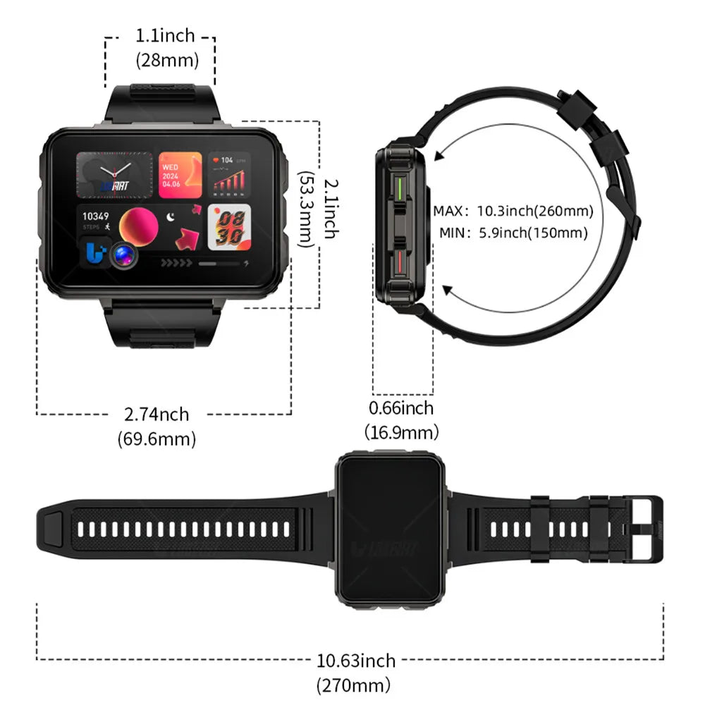 Visiogon® – Android Smartwatch Phone with Dual Camera | 4G SIM, WiFi, Flashlight, Big Screen, Gaming & Calling Support