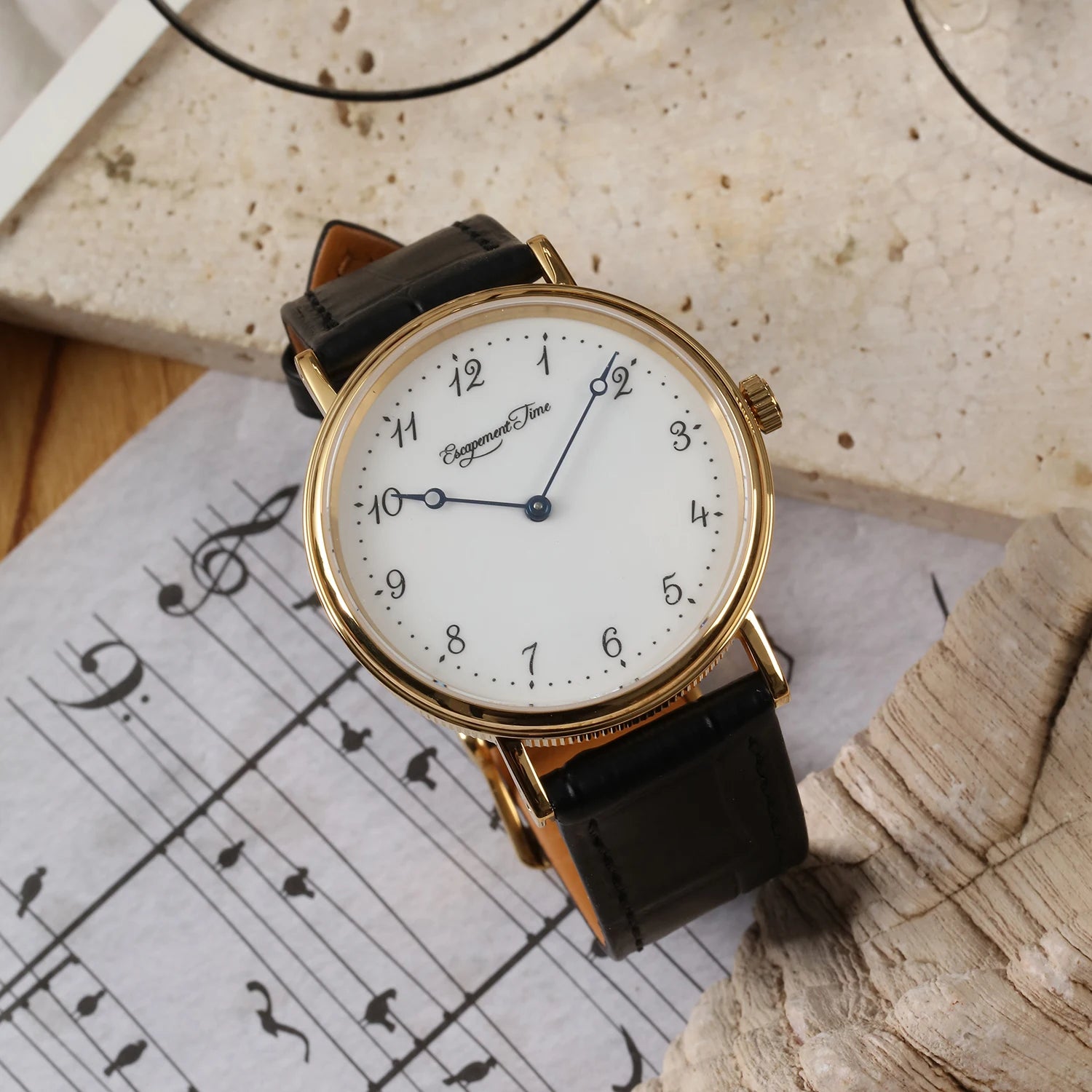 Avennoir® – Blancurel 38 | 38.5mm Quartz Watch with White Enamel Dial, Heat-Blued Hands & 50M Water Resistance