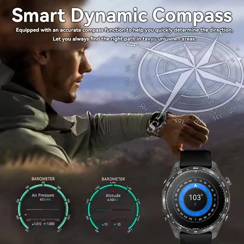 Trailvex® – Outdoor AMOLED Smartwatch with GPS & Offline Maps | 4GB Storage, Compass, Altimeter, Flashlight