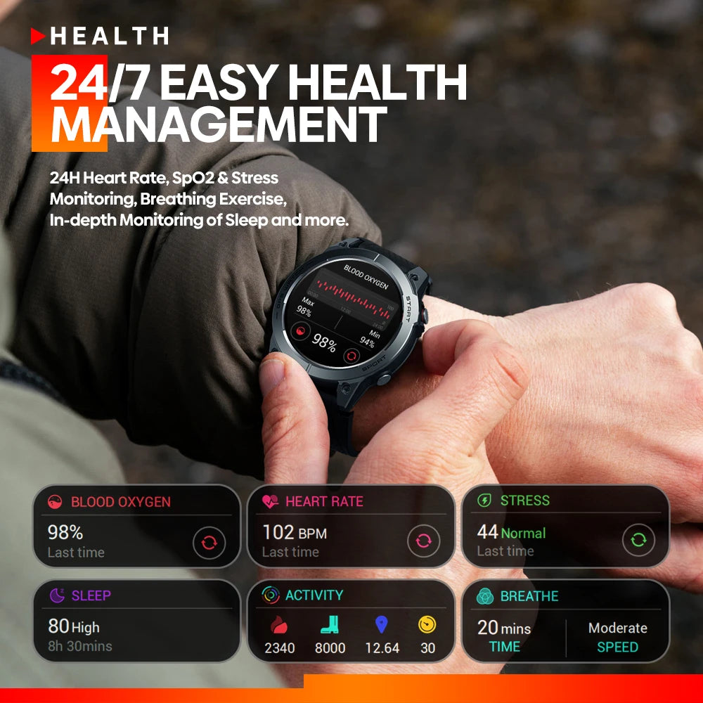 Gravitor® – PulseGrid S3 | GPS Sport Smartwatch with 1.43" AMOLED, Bluetooth Call, Heart Rate & SpO2 Tracking
