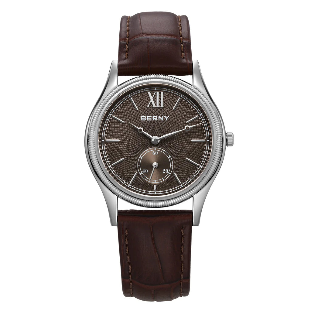 Eslenza® – Gentralis Ultra | Ultra-Thin Quartz Dress Watch for Men with Leather Band & Classic Stainless Steel Elegance