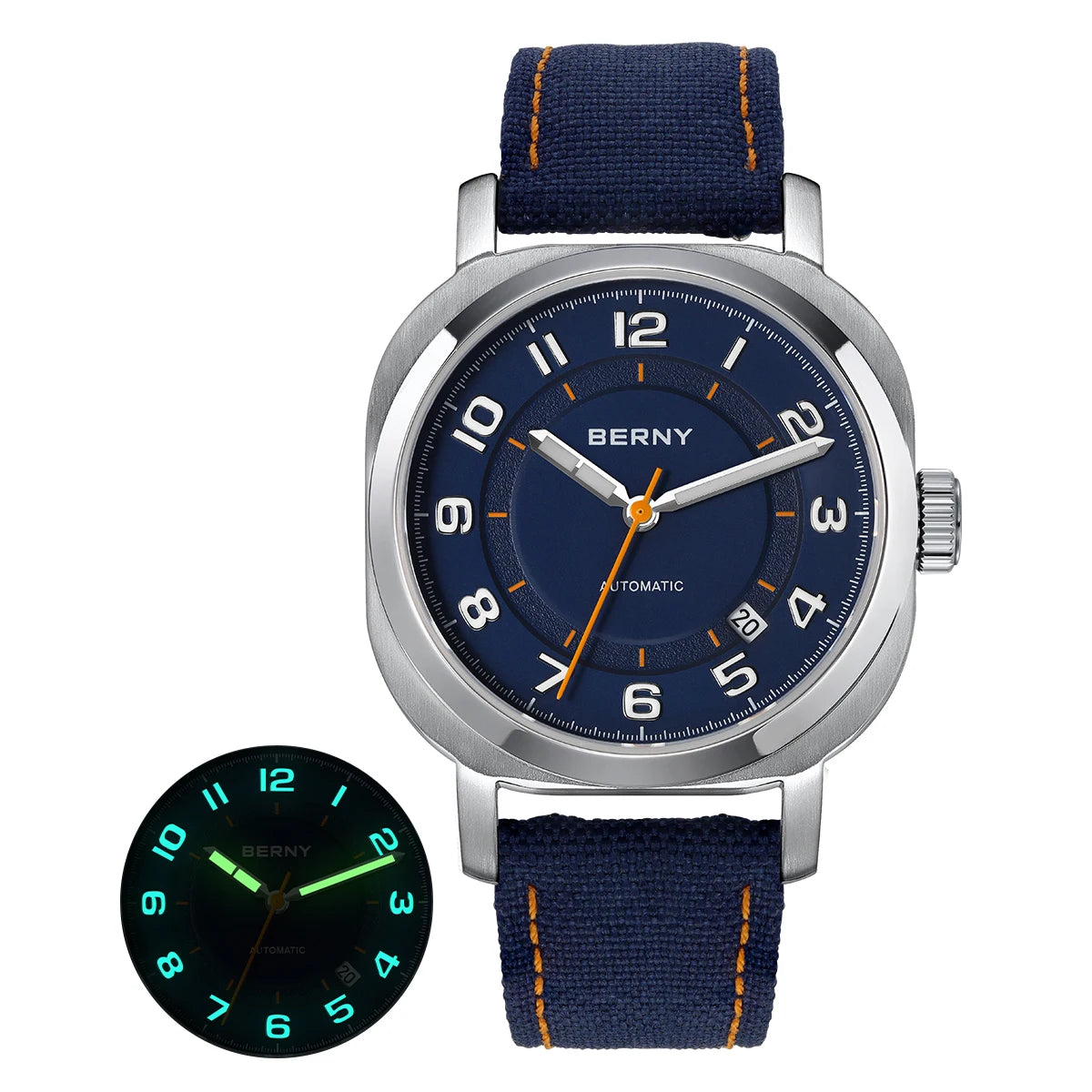 Solienna® – LumiCush 34 | Women's Self-Winding Mechanical Watch with Sapphire Crystal, Cushion Case & Canvas Strap