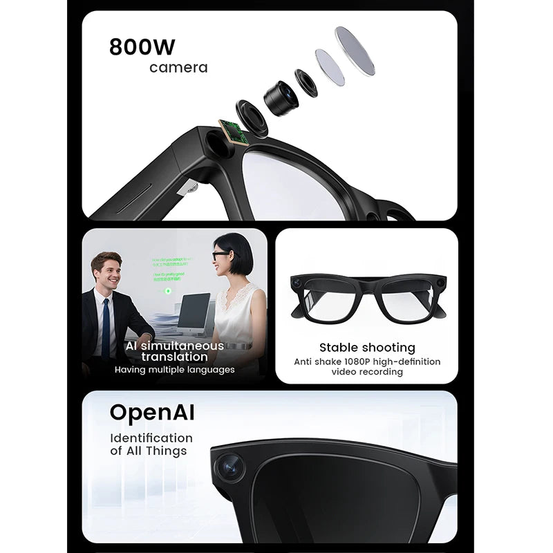 Photyra® – AI Smart Glasses with HD Camera & Voice Assistant | Photochromic Lenses, Bluetooth Calling, Music & Touch Control