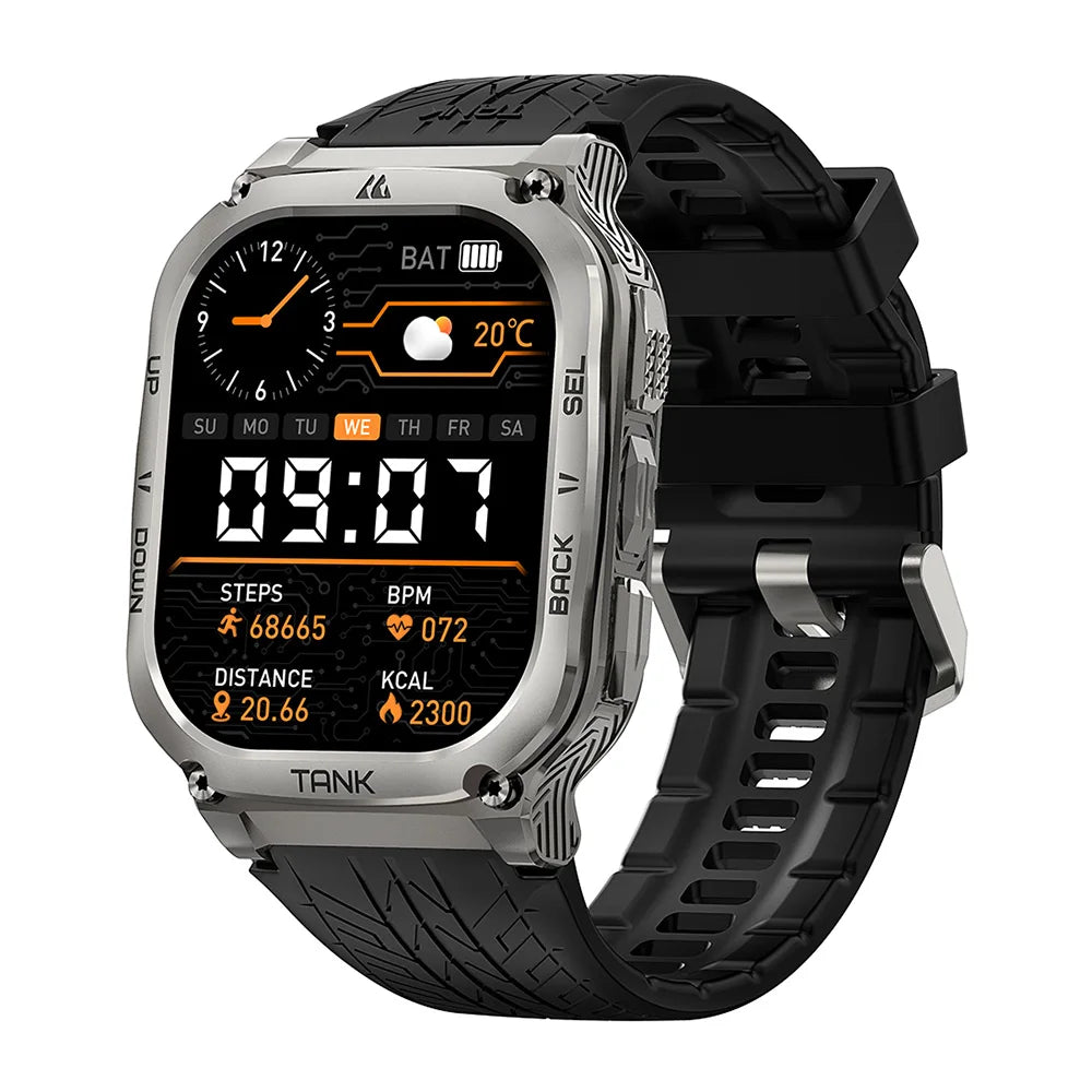 Ironvault® – Rugged Smartwatch with AMOLED AOD | Fitness Tracker, Bluetooth Call, 480mAh Battery, Waterproof (Men & Women)