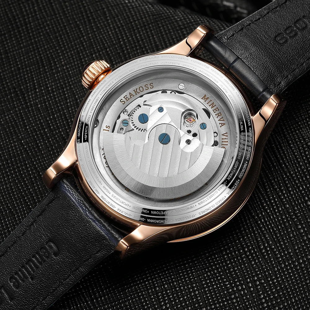 Stravion® – TerraSpin 1963 | Double Globe Mechanical Watch with Flywheel Tourbillon & Military Vintage Design