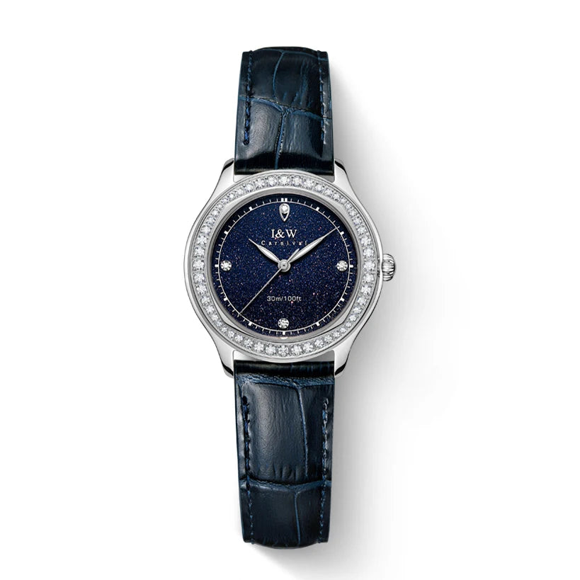 Lucerelle® – Luxury Diamond Quartz Watch for Women | Sapphire Glass, Leather Strap, Luminous, Swiss Movement, Waterproof