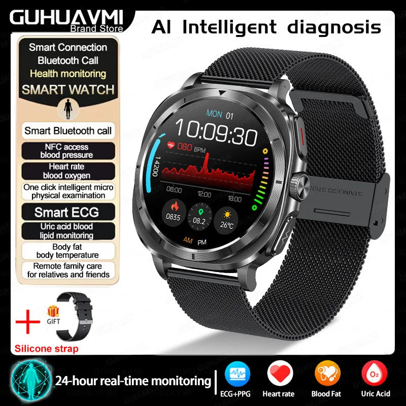 Vitaluxe® – BioCore 7 | Advanced Smartwatch for Blood Fat, Blood Pressure, Body Analysis & ECG+PPG Health Tracking