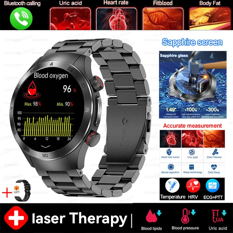 Veltrix® – Corelase X | Biomedical Smartwatch with Uric Acid & Body Fat Tracking, Laser Therapy, ECG+PPG & Bluetooth Calling