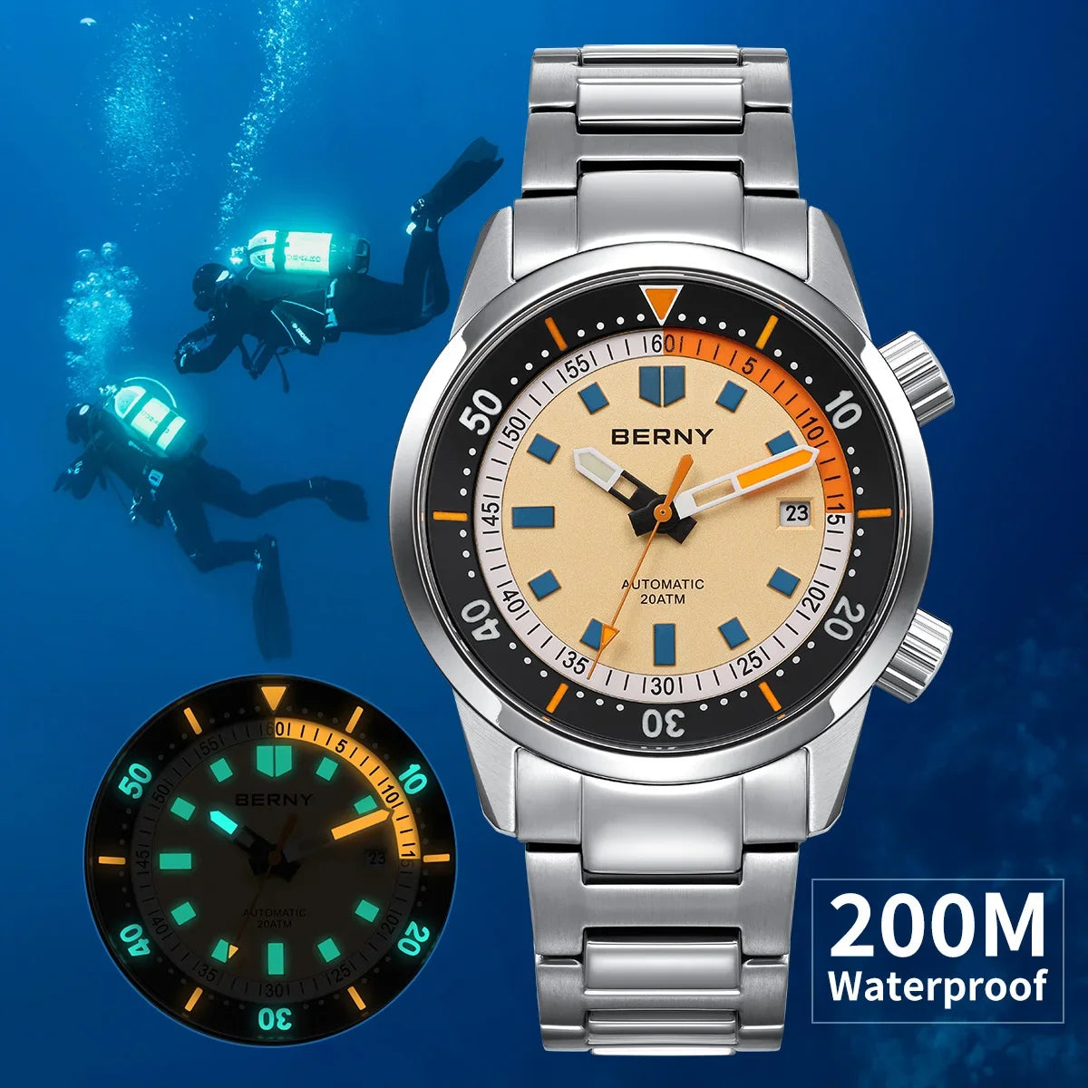 Hydronox® – Automatic Diver Watch for Men | 20ATM Waterproof, Super Luminous, Sapphire Crystal, Full Stainless Steel  Product Description
