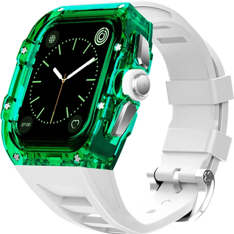 Clearion® – Transparent Case Protector for Smartwatch 45/44MM | Full Cover with Fluororubber Band, Scratch & Shock Resistant