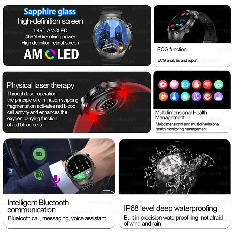 Veltrix® – Corelase X | Biomedical Smartwatch with Uric Acid & Body Fat Tracking, Laser Therapy, ECG+PPG & Bluetooth Calling