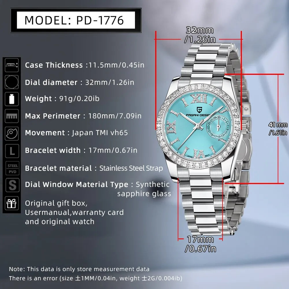 Elvetia® – Liora 32 | Elegant 32mm Women's Quartz Watch with Sapphire Glass & Waterproof Design