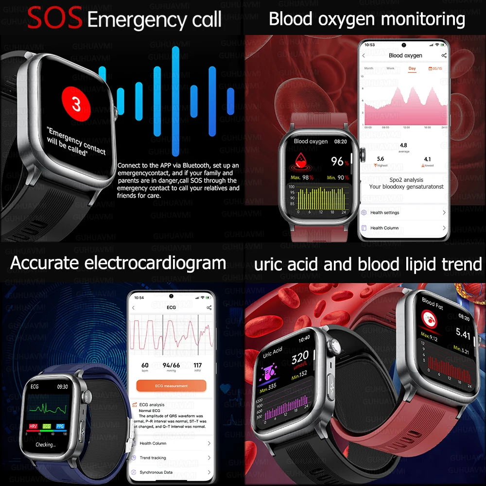 Bioquantix® – Smart Health Tracker Watch | ECG+PPG, Uric Acid & Body Fat, Laser Therapy, Bluetooth
