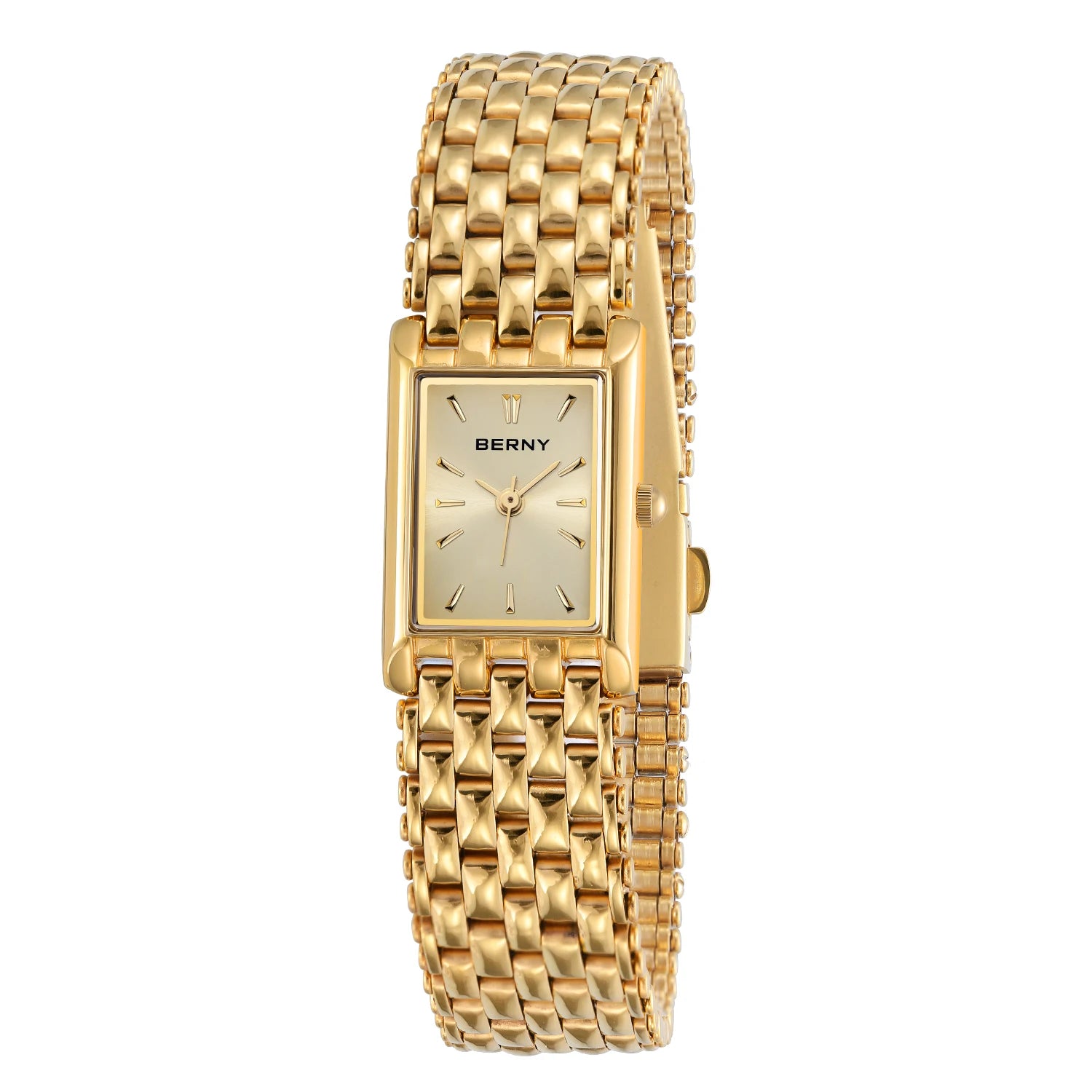 Aurique® – Luxury Gold Square Watch for Women | Stainless Steel, Minimal Quartz Design, Elegant & Fashionable