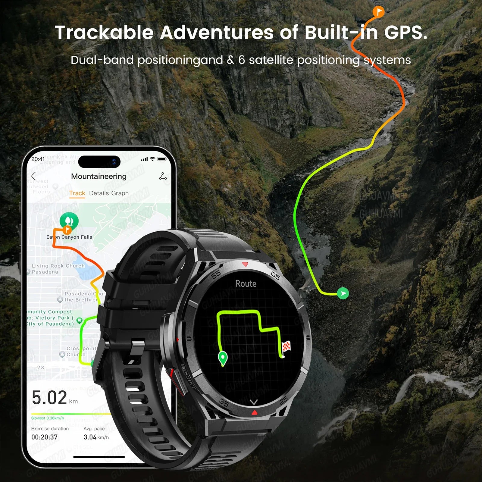 Trackformis® – Outdoor GPS Smartwatch with Compass | 1.45" Ultra HD, Bluetooth Calls, Health Monitoring, 480mAh Battery
