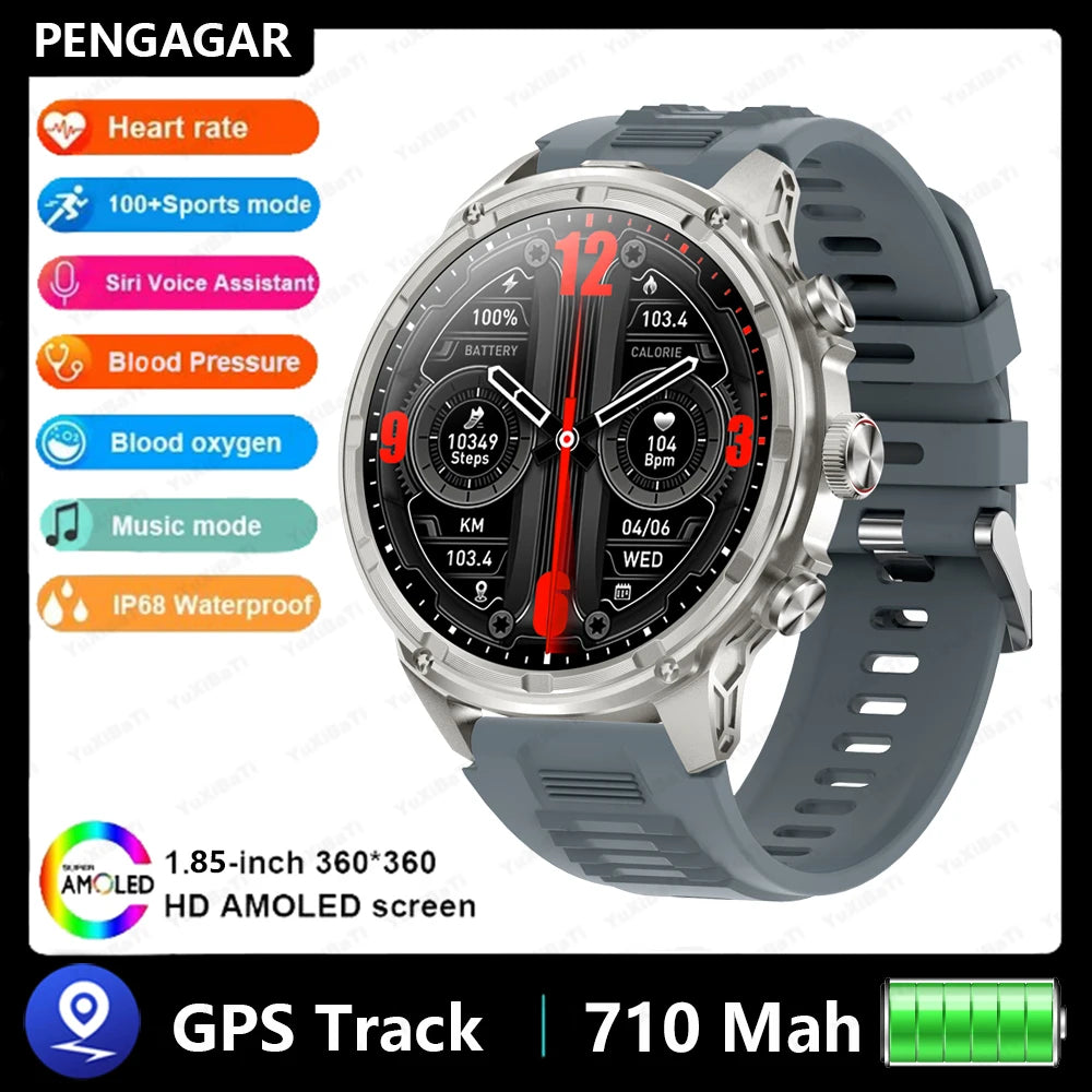 Athryos® – Outdoor Sport Smartwatch for Men | Bluetooth Call, Heart Rate, SpO₂, Waterproof, Flashlight, Android & iOS