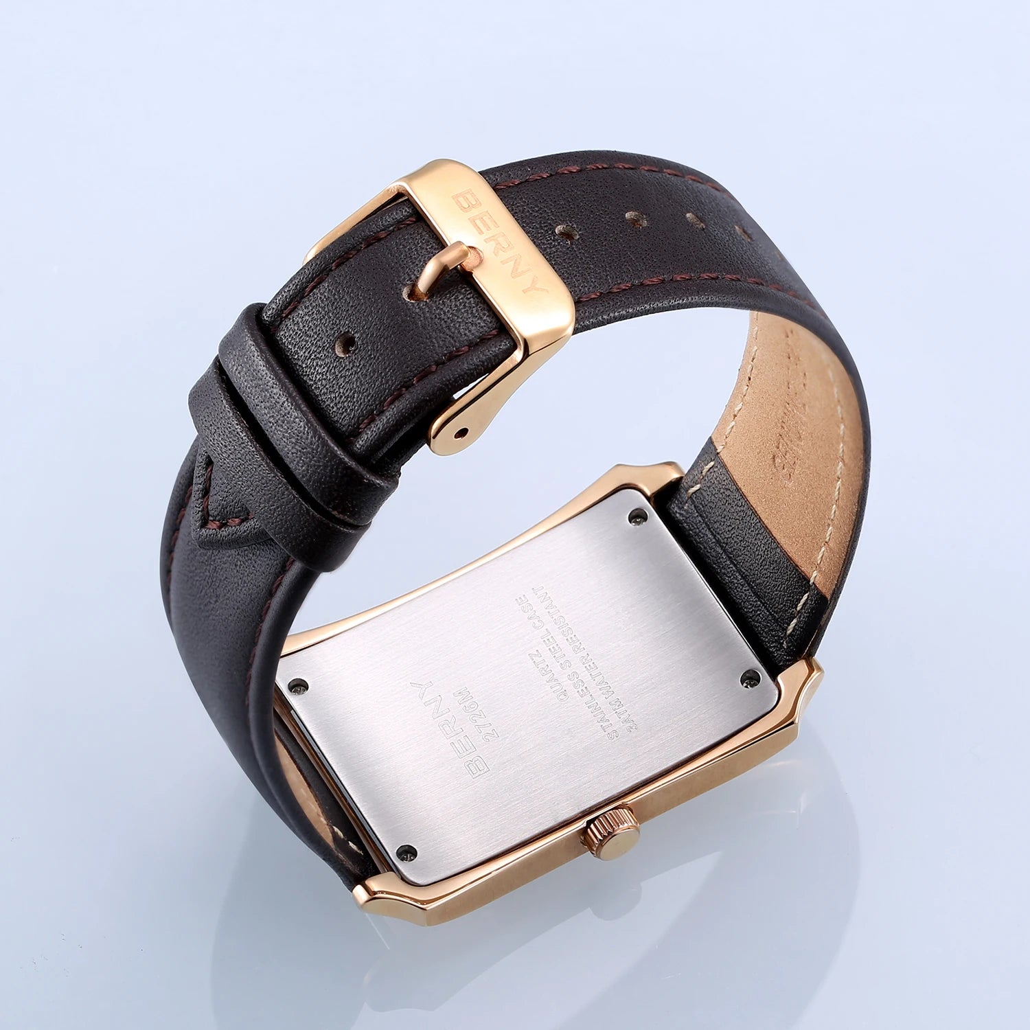 Luvrex® – Rectoné 301 | Men's Rectangle Quartz Watch with Genuine Leather Strap – 30M Waterproof Business Elegance