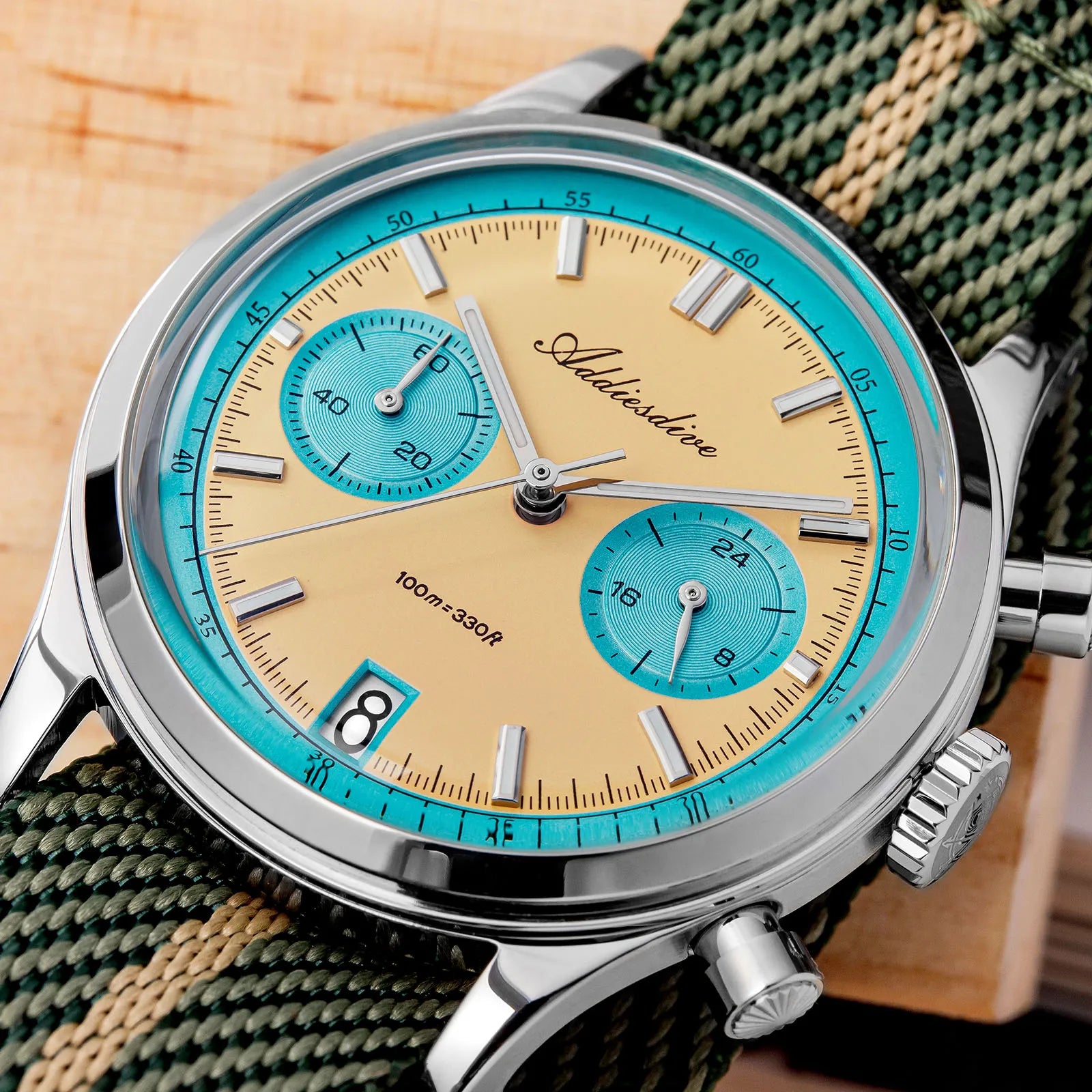Rhevaron® – Compact Chronograph Quartz Watch for Men | 38MM, VK64 Movement, AR Coated Glass, Waterproof Sport Design