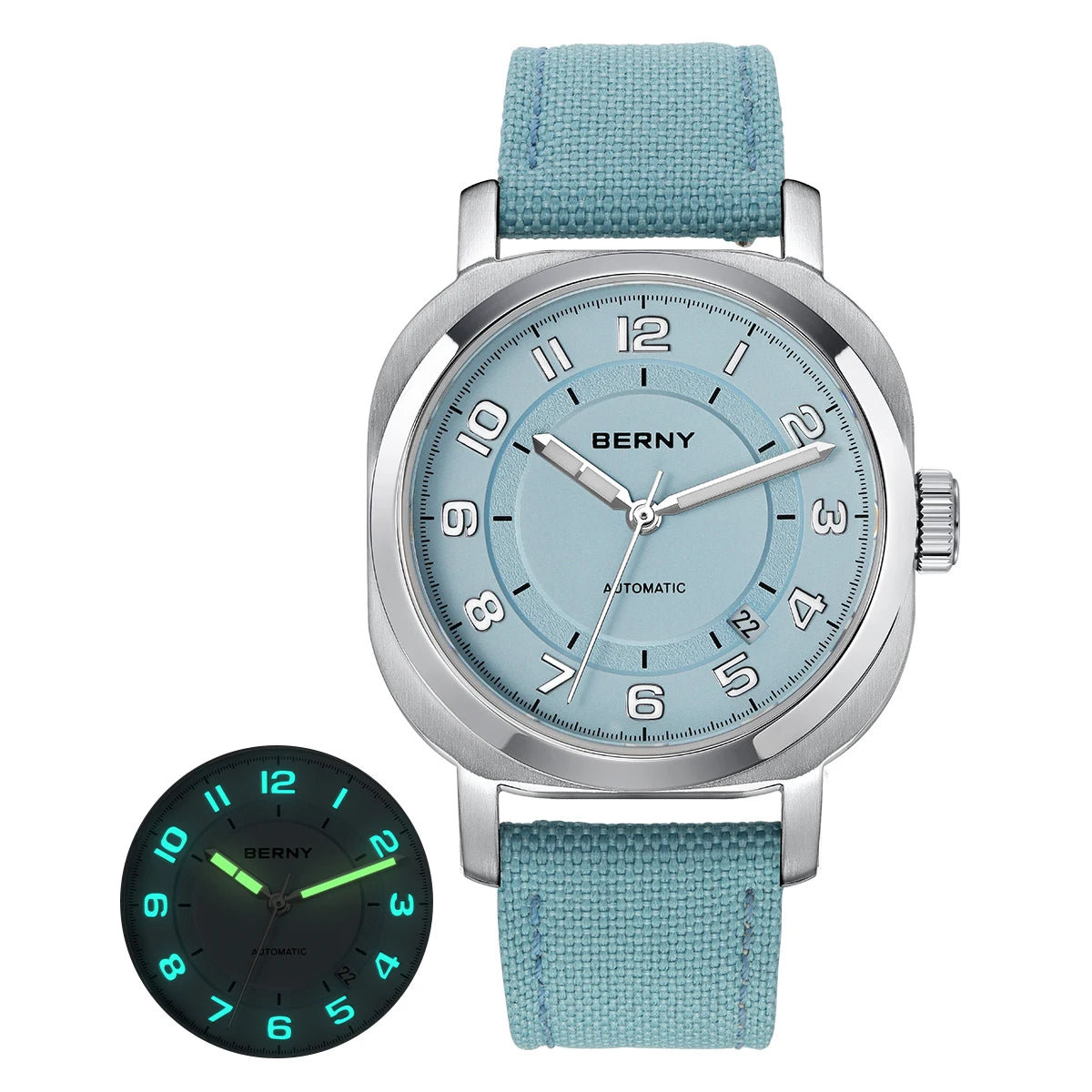 Solienna® – LumiCush 34 | Women's Self-Winding Mechanical Watch with Sapphire Crystal, Cushion Case & Canvas Strap