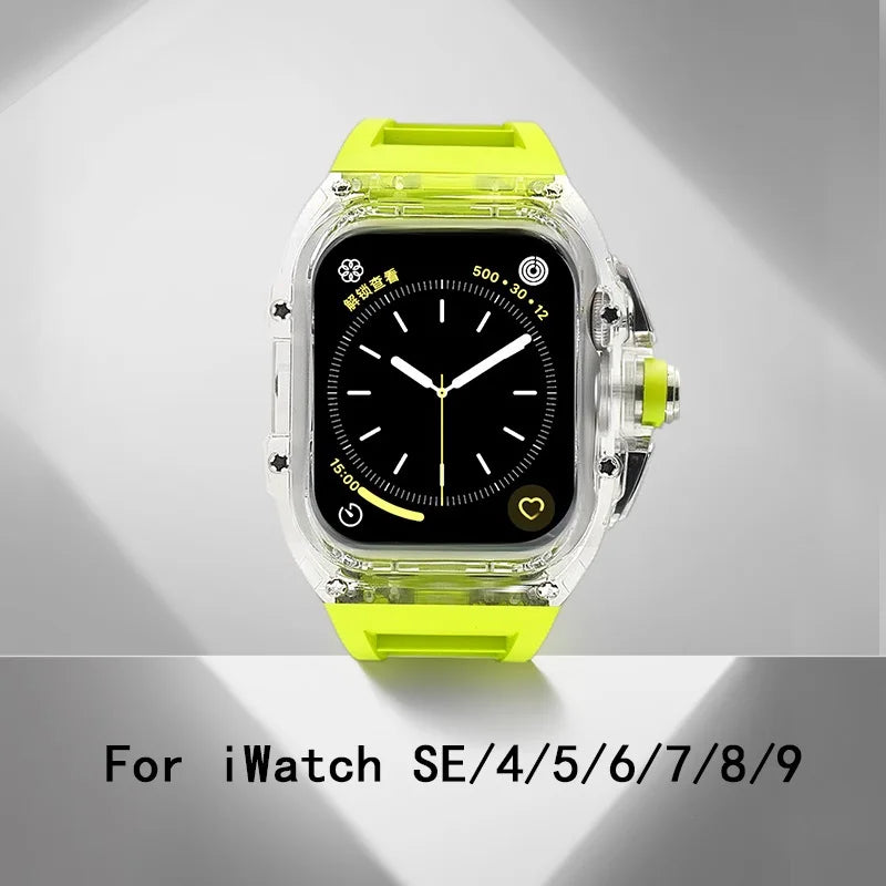 Clearion® – Transparent Case Protector for Smartwatch 45/44MM | Full Cover with Fluororubber Band, Scratch & Shock Resistant